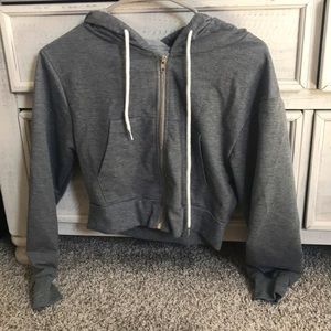 Solid Zip Up Hooded Sweatshirt